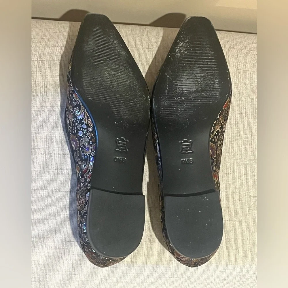 Talbots Black Sarin Floral Brocade Pointed Flats